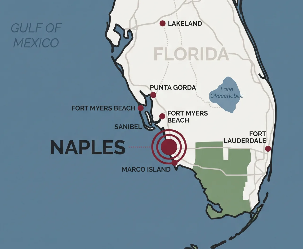 Florida map highlighting Vehicle Fortress owners from Lakeland to Marco Island